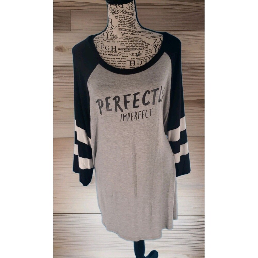 Womens Top Sz OX 1/2 Reglan Sleeve Perfectly Imperfect Soft Pullover Colorblock